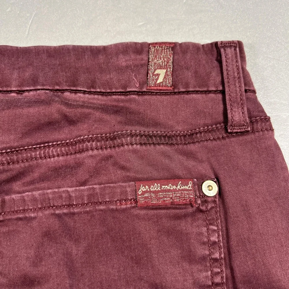 7 For All Mankind Jeans Womens‎ 31 Burgundy Blair Stretch Lightweight - Picture 10 of 11
